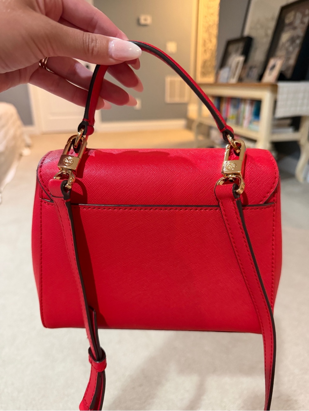 Tory Burch Red Top-Handle Satchel with Crossbody Strap - Picture 2 of 6